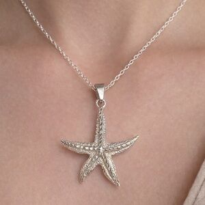 Sterling Silver Starfish Pendant Necklace - Elegant Women's Jewelry